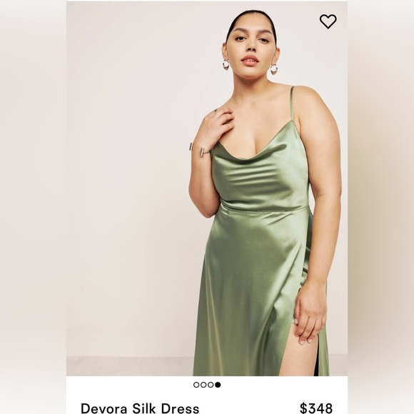 Reformation Devora dress in color artichoke. Perfect bridesmaid dress - Picture 4 of 7